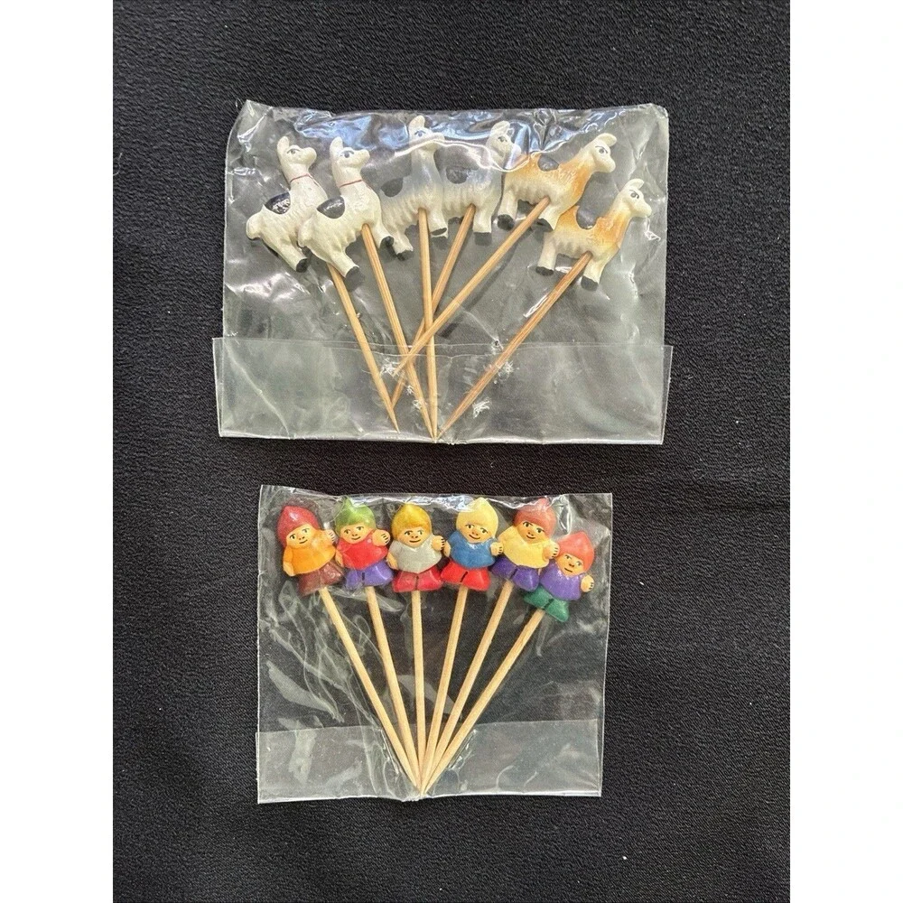 Cocktail Toothpicks Llama & Peruvian People Reusable Appetizer Fruit Party Decor